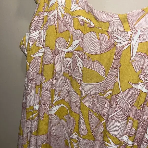 Knox Rose Womens Yellow Red Long Sun Dress L Flutter Sleeve Floral Cottage Core - Picture 3 of 12